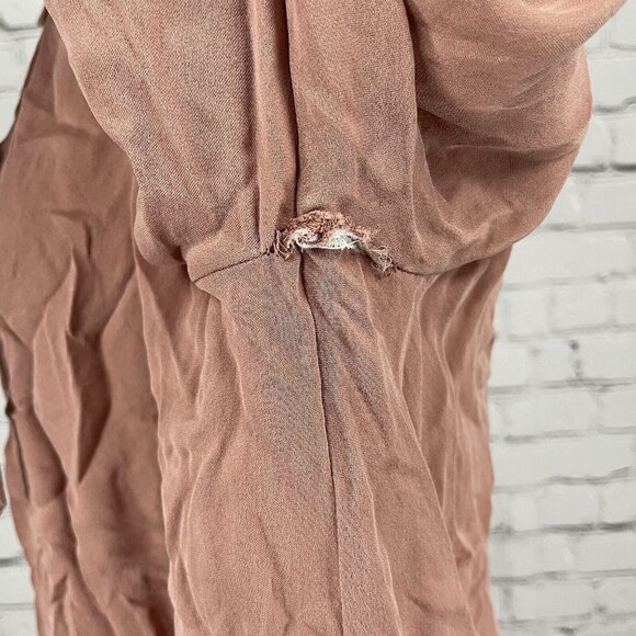 Paige Dusty Pink 100% Silk Long Sleeve Flowy Blouse Top Keyhole Flowy Size XS - Picture 5 of 12